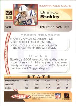 2005 Topps Total #259 Brandon Stokley Back