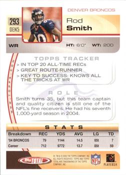 2005 Topps Total #293 Rod Smith Back