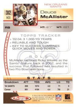 2005 Topps Total #312 Deuce McAllister Back