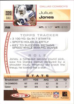 2005 Topps Total #320 Julius Jones Back