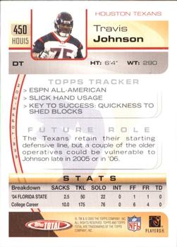 2005 Topps Total #450 Travis Johnson Back