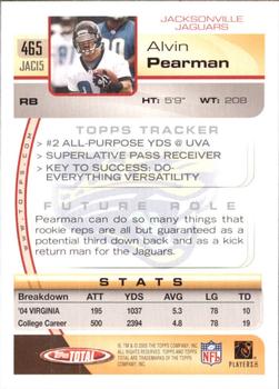 2005 Topps Total #465 Alvin Pearman Back
