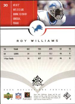 2005 Upper Deck Reflections #30 Roy Williams Back