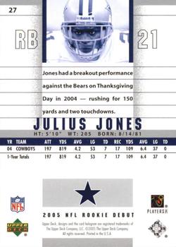 2005 Upper Deck Rookie Debut #27 Julius Jones Back