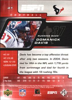2005 Upper Deck ESPN #41 Domanick Davis Back