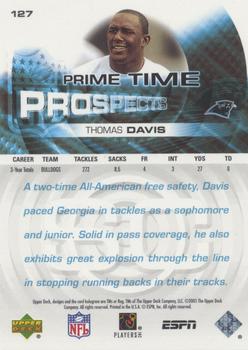 2005 Upper Deck ESPN #127 Thomas Davis Back
