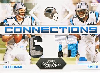 2009 Playoff Prestige - Connections Materials Prime #10 Jake Delhomme / Steve Smith Front