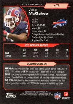 2006 Bowman #19 Willis McGahee Back