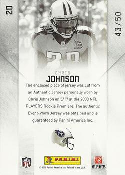 2009 Playoff Prestige - Stars of the NFL Materials Prime #20 Chris Johnson Back