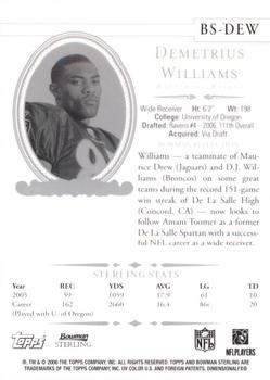 2006 Bowman Sterling #BS-DEW Demetrius Williams Back