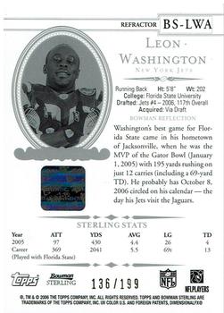 2006 Bowman Sterling #BS-LWA2 Leon Washington Back