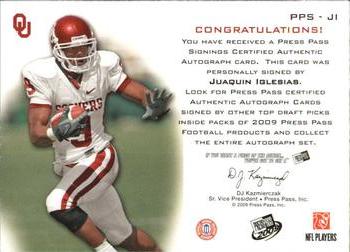2009 Press Pass - Press Pass Signings Bronze #PPS-JI Juaquin Iglesias Back