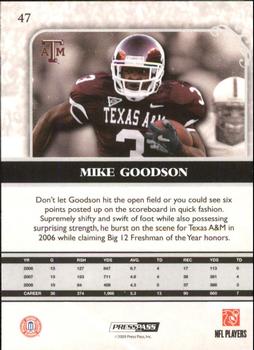 2009 Press Pass Legends - Bronze #47 Mike Goodson Back