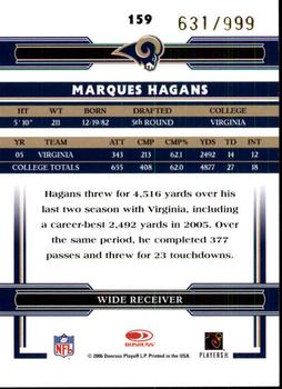 2006 Donruss Threads #159 Marques Hagans Back