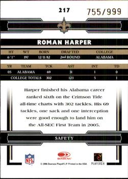 2006 Donruss Threads #217 Roman Harper Back