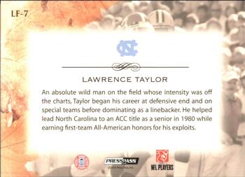 2009 Press Pass Legends - Legends of the Fall #LF-7 Lawrence Taylor Back