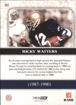 2009 Press Pass Legends - Red #80 Ricky Watters Back