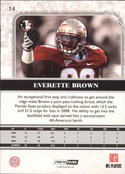 2009 Press Pass Legends - Silver Holofoil #14 Everette Brown Back