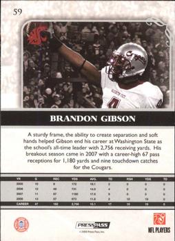 2009 Press Pass Legends - Silver Holofoil #59 Brandon Gibson Back