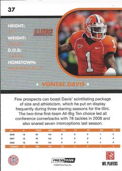 2009 Press Pass SE - Gold #37 Vontae Davis Back