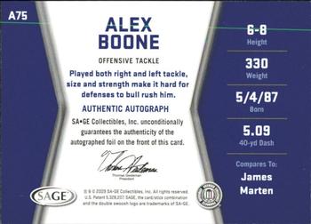 2009 SAGE HIT - Autographs #A75 Alex Boone Back