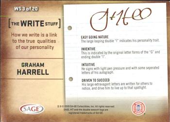 2009 SAGE HIT - Write Stuff #WS3 Graham Harrell Back