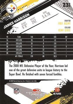 2009 Score - Glossy #231 James Harrison  Back
