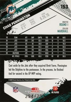 2009 Score - Scorecard #153 Chad Pennington  Back