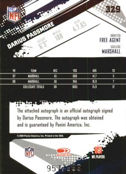 2009 Score Inscriptions - Autographs #329 Darius Passmore Back