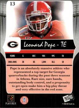 2006 Press Pass Legends #13 Leonard Pope Back