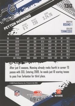 2009 Score Inscriptions - Scorecard #130 Peyton Manning Back
