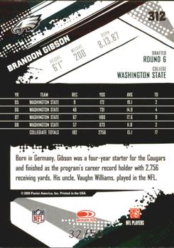 2009 Score Inscriptions - Scorecard #312 Brandon Gibson Back