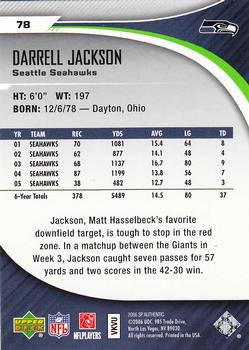 2006 SP Authentic #78 Darrell Jackson Back