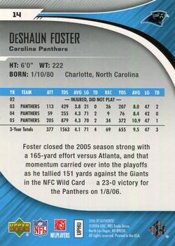 2006 SP Authentic #14 DeShaun Foster Back