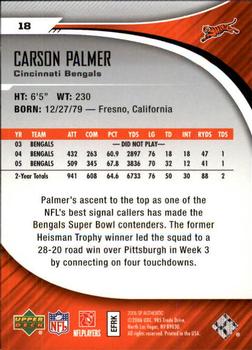 2006 SP Authentic #18 Carson Palmer Back