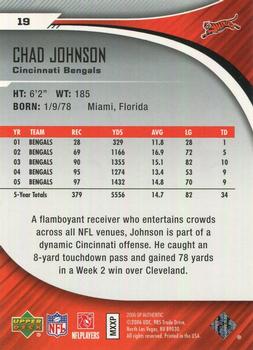 2006 SP Authentic #19 Chad Johnson Back
