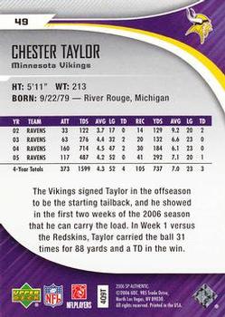 2006 SP Authentic #49 Chester Taylor Back