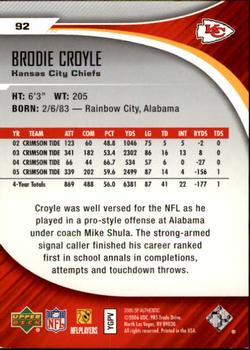 2006 SP Authentic #92 Brodie Croyle Back