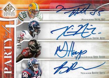 2009 SP Signature - Party of Four Autographs #P-DHAH Xavier Adibi / Geno Hayes / Buster Davis / Korey Hall Front
