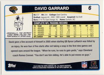 2006 Topps #6 David Garrard Back
