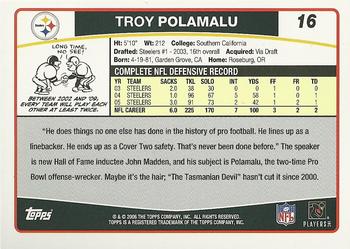2006 Topps #16 Troy Polamalu Back