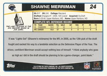 2006 Topps #24 Shawne Merriman Back