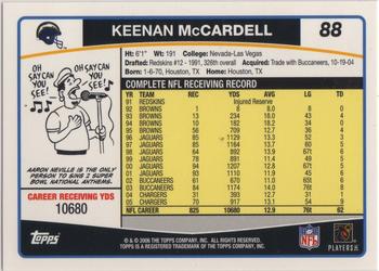 2006 Topps #88 Keenan McCardell Back
