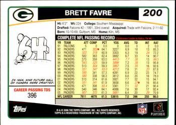 2006 Topps #200 Brett Favre Back