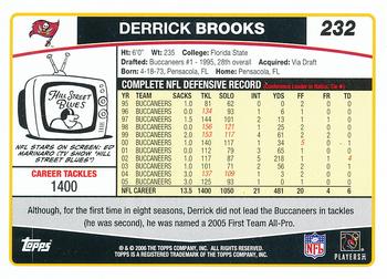 2006 Topps #232 Derrick Brooks Back