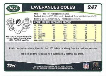 2006 Topps #247 Laveranues Coles Back
