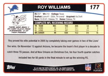 2006 Topps #177 Roy Williams Back