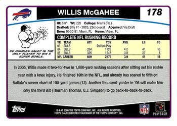 2006 Topps #178 Willis McGahee Back