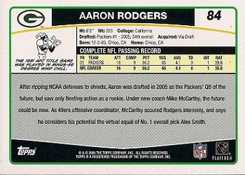 2006 Topps #84 Aaron Rodgers Back