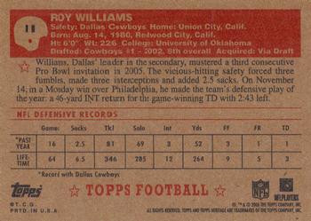 2006 Topps Heritage #11 Roy Williams Back